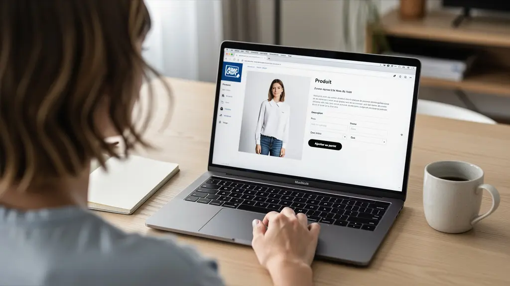 Personne consultant les mentions légales d'un site e-commerce vélo sur ordinateur portable